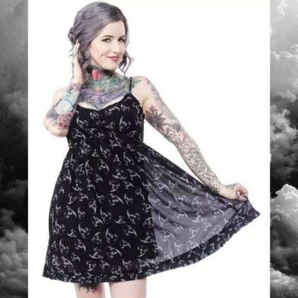 Sourpuss Dresses & Skirts - Sourpuss Dolly Skulls Babydoll Dress